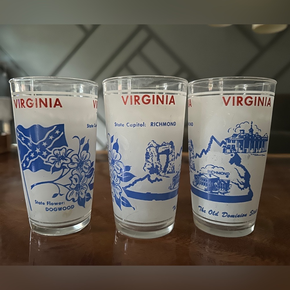 Vintage Hazel Atlas Frosted Glass Tumblers - Virginia Collector Item (1950s)